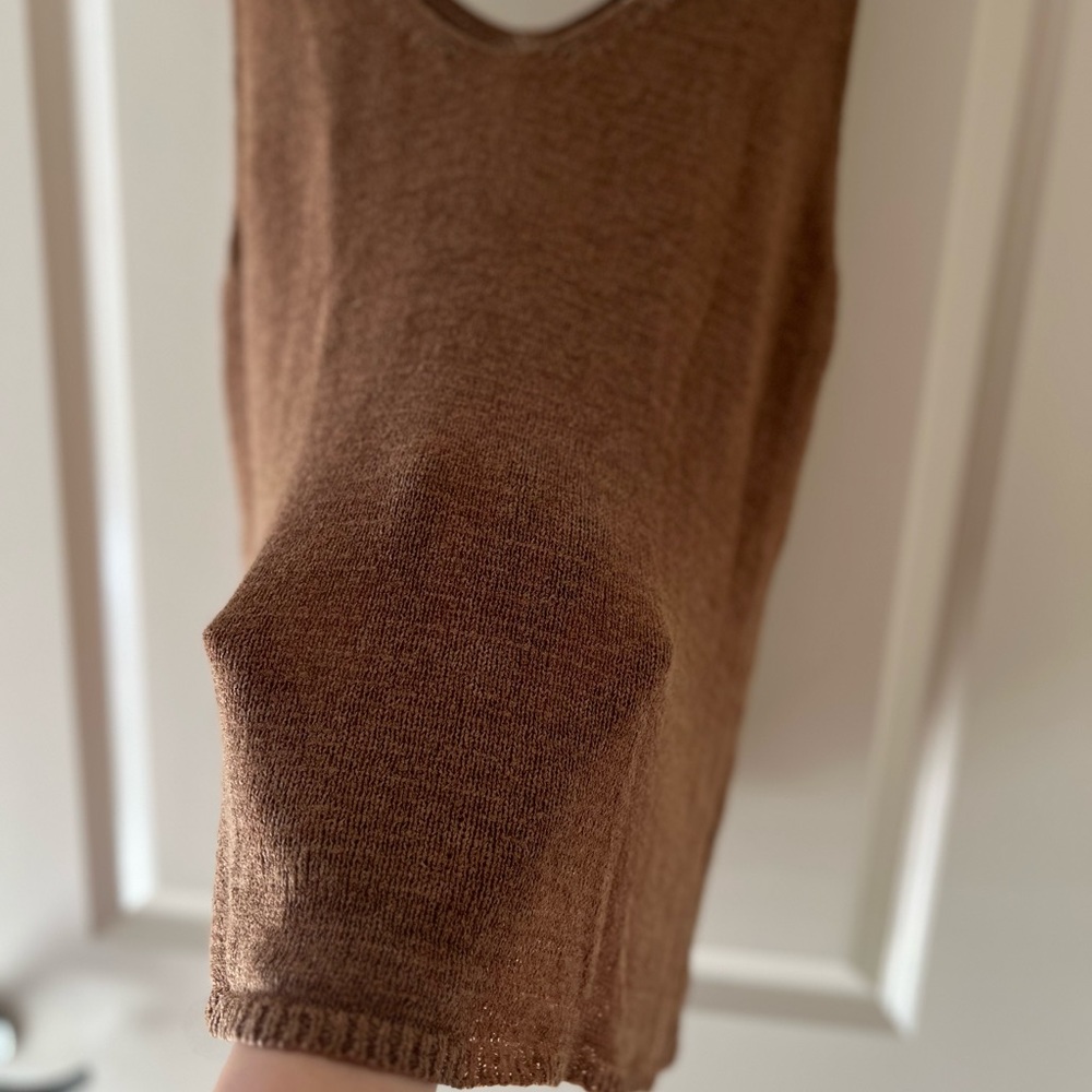 Mine Knit V-Neck Sleeveless Sweater Top Brown Size Large - Picture 4 of 7